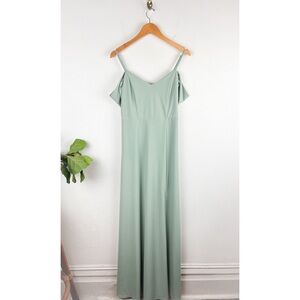 Birdy Grey Sage Green Cold Shoulder Bridesmaid Gown Sz M